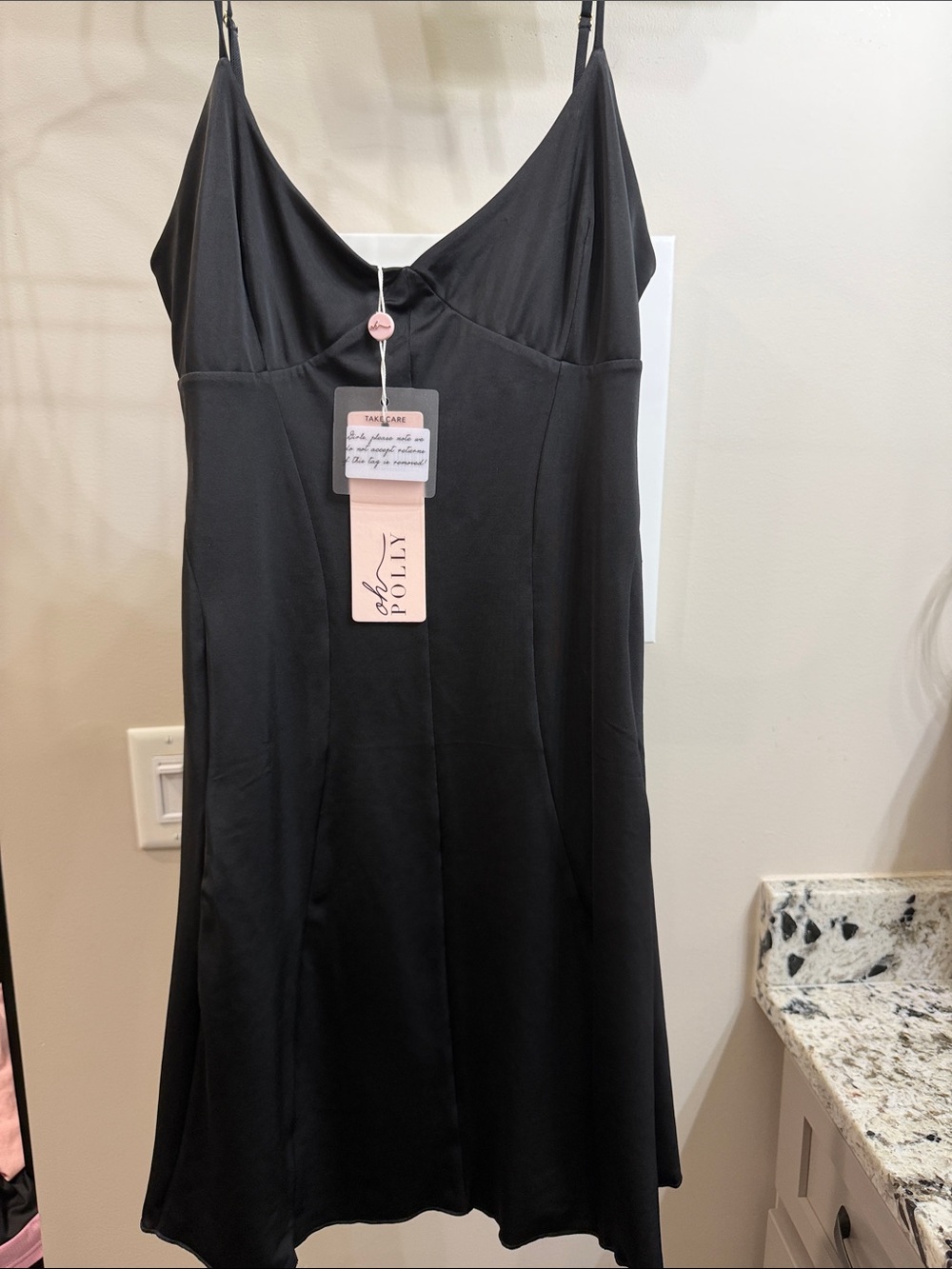 Triangle Cup A-Line Mini Dress in Black